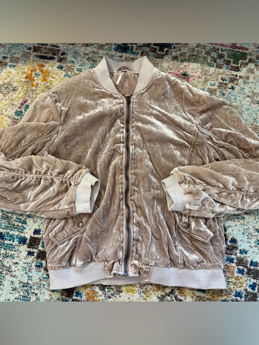 Free People ruched velvet bomber jacket